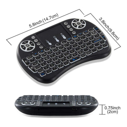 3 Colors Backlit Mini Wireless Keyboard 2.4ghz With Touchpad Remote Control